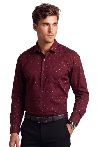 Image of Peter England Men's Cotton Slim Fit Ditsy Printed Full Sleeve Shirt