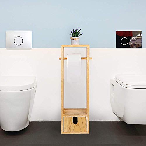 Toilet Paper Holder Toilet Paper Stand Roll Holder Stand and Dispenser with Storage for Bathroom - Image 4