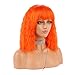eNilecor Short Fluffy Bob Kinky Straight Hair Wigs with Bangs Synthetic Heat Resistant Women Fashion Hairstyles Custom Cosplay Party Wigs + Wig Cap (Orange)