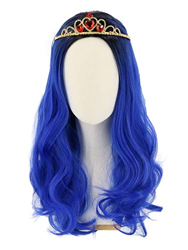 LeMarnia Girls Blue Long Wavy Curly Wig Halloween party wig(023), Blue Wave Wig