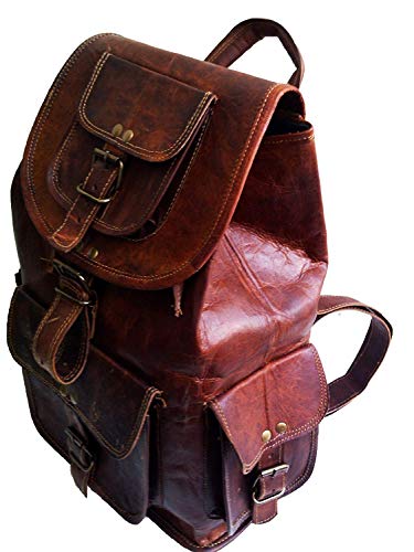 Jaald 18" Leather Backpack Travel Rucksack Knapsack Daypack Bag For Men Women #TOP1