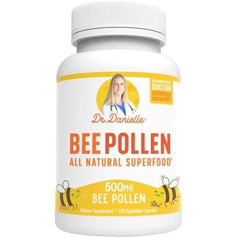Bee Pollen from Dr. Danielle, Natural Bee Pollen Supplement, 500mg, 120 Veggie Capsules Cover