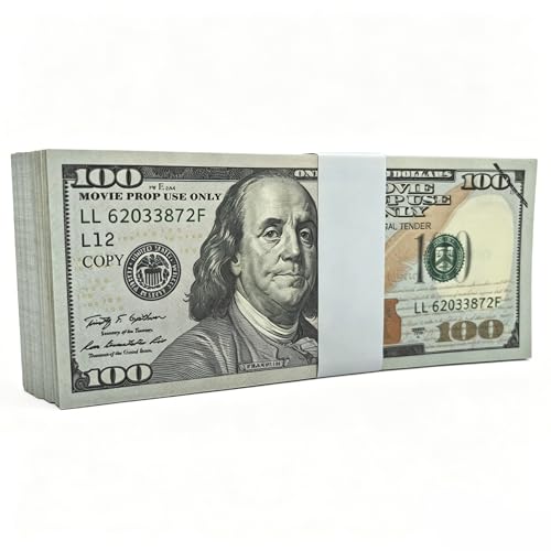 Glemall 100 Pcs 100-Value Play Money Bills for Kids Educational Game Money for Classroom Rewards Math Practice Pretend Play and Board Game Accessories Not Legal Tender (100 100-Value Bills)
