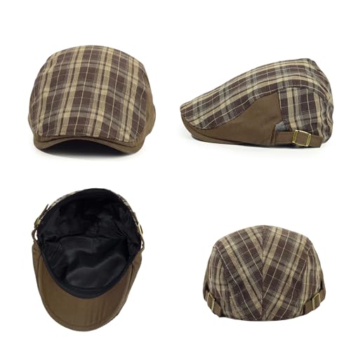 Image of 3Pcs Men's Newsboy Caps Cotton Cooling Hat Adjustable Flat Cap for Men
