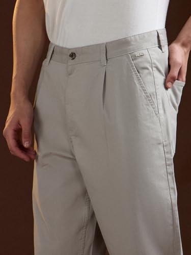 Image of THE BEAR HOUSE Men's Cotton Solid Cropped Carrrot Fit Chinos