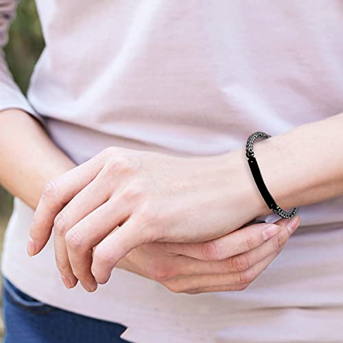 Natural Black Hematite Stone Beads Engraved Name Id Bracelet For Men Women Customized Kids Name Bracelet For Mom Dad Y1457 #TOP2