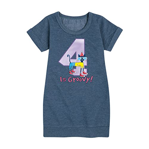 Pete the Cat - 4th Birthday Girls - Toddler and Youth Girls Fleece Dress - Size 4T