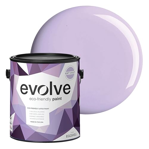 EVOLVE Paint & Primer: Environment-friendly, Low Sheen with One-coat Coverage for Interior & Exterior surfaces (Soft Violet, 1-Gallon)