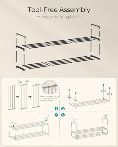 Image of SONGMICS Shoe Rack, 2-Tier Shoe Organizer, Metal Storage Shelf