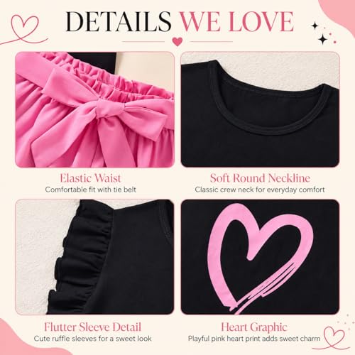 Image of Girls Summer Outfits Cute Sleeveless Top High Waisted Short Sets with Pockets Teen Girl Clothes Size 6-14 T