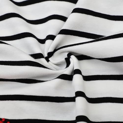 HILEELANG Little Girl Dress Cotton Long Sleeve Autumn Winter White Rainbow Stripe Casual Basic Shirt Dress Size 6 - Thumbnail 5