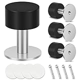 KOLAKO Black Door Stops, Floor Door Stoppers, No Drill Heavy Duty Modern Cylindrical Doorstops Rubbe