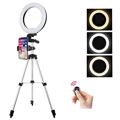 Ringlicht Stativ Handy Fernbedienung, 8 Zoll Live Licht Ringleuchte Live Licht für schöne Fotos oder Videosschooting LED Selfie Ringlicht65cm