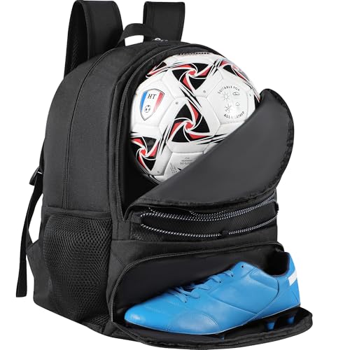 TRAILKICKER Soccer Ball Bag - Sports Backpack for Basketball, Volleyball, Football - Black