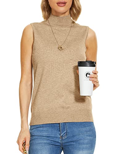 Image of INKOFF Sleeveless Mock Neck Turtleneck Knit Tops Women Dressy Casual Sweater Vest Business Work Tank