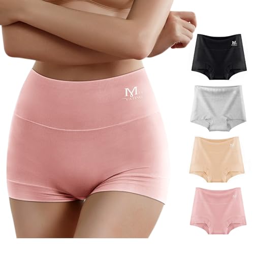 MEIYATING Boy Shorts Underwear for Women High Waisted Cotton Panties Stretch Briefs 4 Pack Plus Size