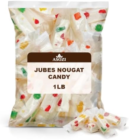 Jubes Nougat Candy with Fruity Jelly Beans 1lb Colorful Fruity Fresh Delicious Individually Wrapped Nougat Candy Treats Gluten Free 16lb by ASOZI