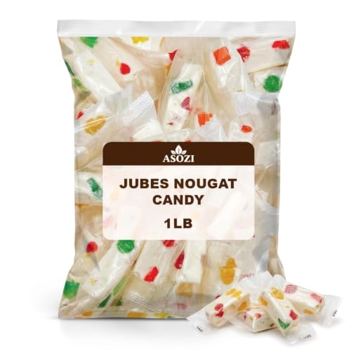 Jubes Nougat Candy with Fruity Jelly Beans 1lb Colorful Fruity Fresh Delicious Individually Wrapped Nougat Candy Treats Gluten Free 16lb by ASOZI