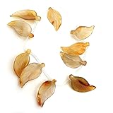 Natural Yellow Onyx Drilled Leaf Shape Carving Loose Gemstone 2Pcs 20 * 37-21 * 42mm