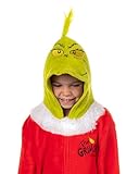 Dr. Seuss The Grinch Union Suit Big Kids Santa Claus Costume Kigurumi One Piece Hooded Pajama (6/7) Green