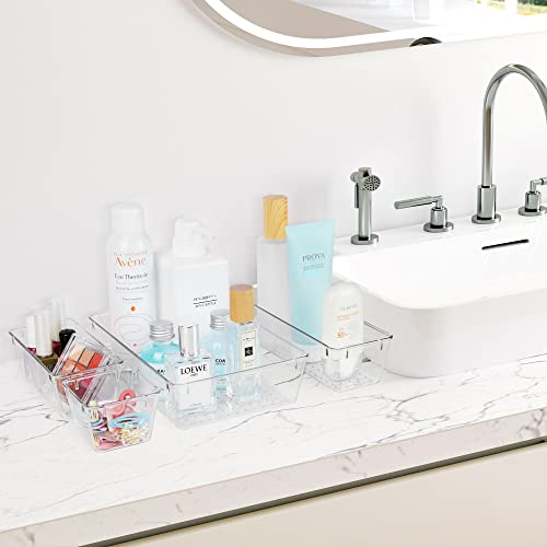 Vtopmart 37 Pcs Clear Plastic Drawer Organizers Set, 4-Size Versatile Bathroom And Vanity Drawer Organizer Trays, Storage Bins For Makeup, Jewelries, Kitchen Utensils And Office #TOP4