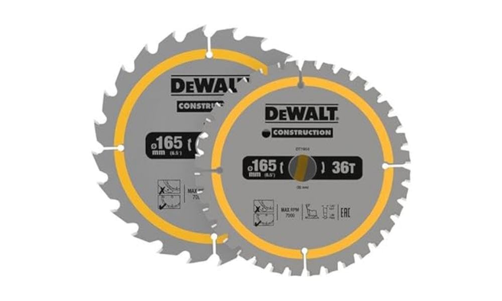 Dewalt DT90270 Construction Circular Saw Blade 2 Pack 165 x 20mm x 24T/36T