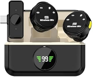 Q8 Dual Wireless Lavalier Microphone with LED Display Case, Noise Cancelling Lapel Microphone for YouTube, Vlogging, Recor... Price In India