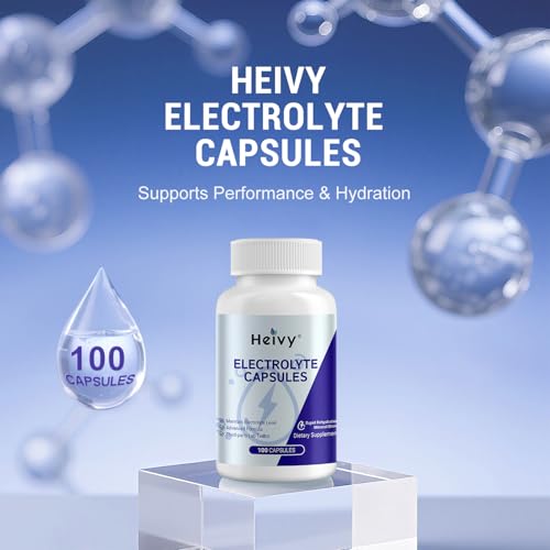 Image of Heivy Electrolyte Capsules, 100 Count (Size 0) - Made in USA | Sodium Salt Tablets (500mg Sodium &100mg Potassium), Salt Pills for POTS, for Hydration Supplement