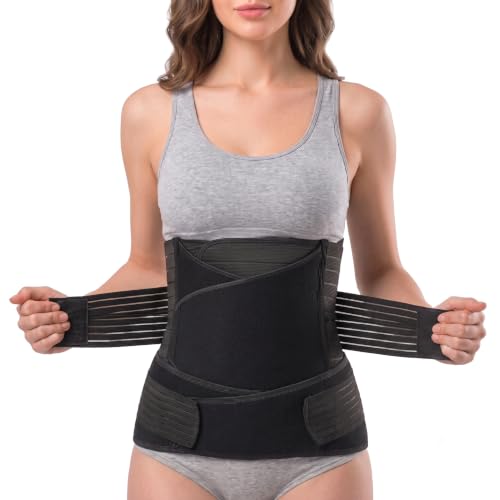 Image of SOMAKA 3-in-1 Post Pregnancy Abdominal Belt for Women - C-Section Abdomen Belt & Belly Wrap for After Delivery Recovery - Adjustable Postpartum Belt, Maternity Belt for Waist, Pelvis & Tummy Support (Free Size) (Black)