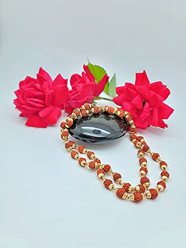 Odishabazaar Rudraksha Rudraksh 5 Mukhi Japa Mala Rosary With Golden Cap Rosary #TOP3