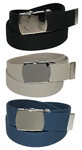 CTM Big & Tall Cotton Belt with Nickel Buckle (Pack of 3 Colors)2