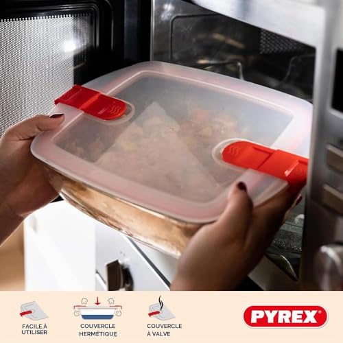 Pyrex Cook & Heat - Lot de 5 Boites - Tailles et Formes Différentes - Verre Borosilicate - Couvercle Hérmétique spécial Micro-Onde - Made in France – vue 3