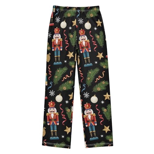 CUPADA Long Pajama Pants Track Pants Christmas Nutcracker Pattern Sweatpants Casual Slacks Athletic Pants for 11-12 Years