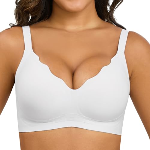 Wavy Wireless Bras Push Up Bralette Seamless Wirefree Plunge Bra Everyday Bras for Women No Underwire Full Coverage