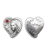 Abalorios con forma de corazón de la Virgen María, 10 unidades, aleación chapada en oro y plata, 1,3 x 1,2 cm, fabricado en Italia, 1.3x1.2cm, Acero aleado, Sin piedra preciosa