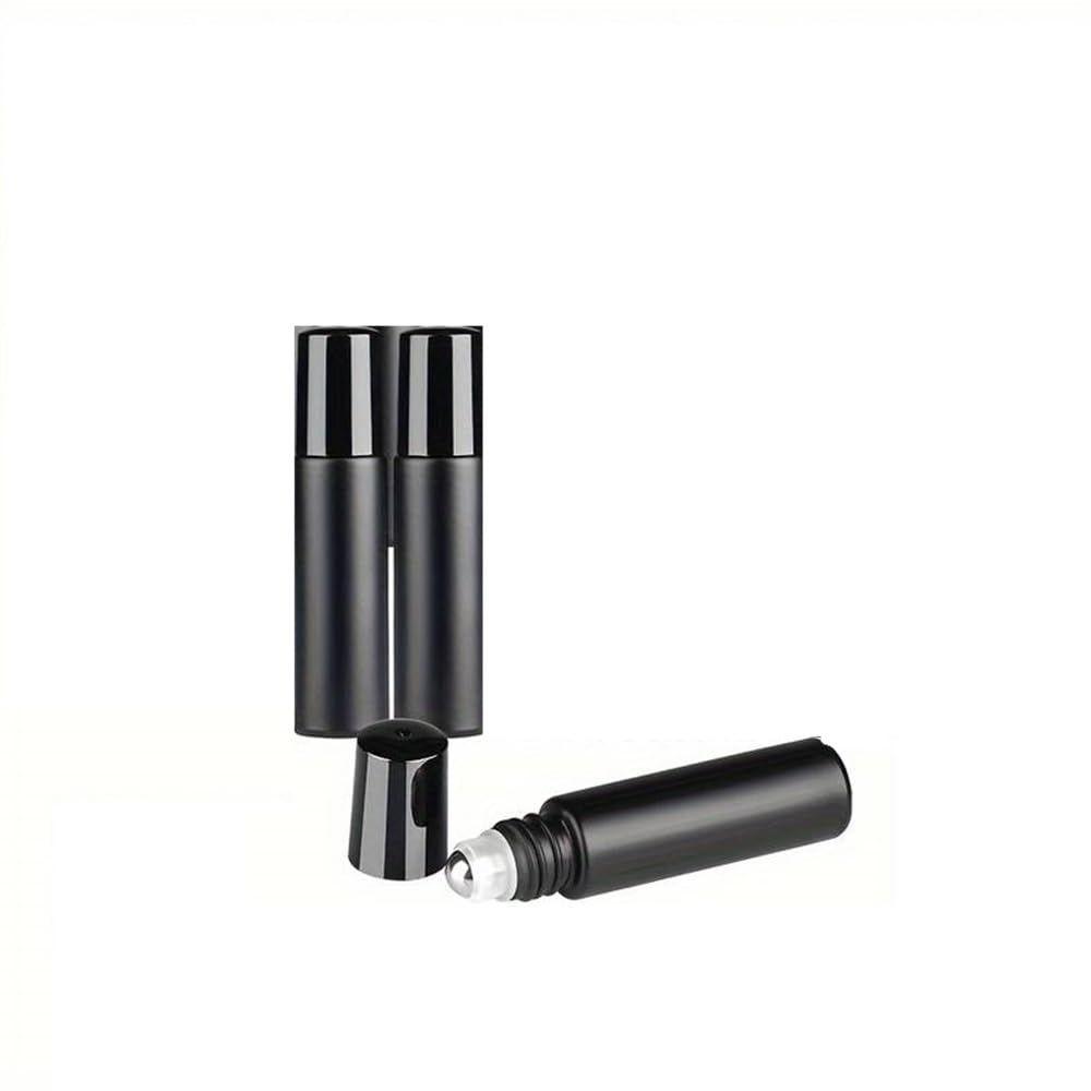 CMJ 2 x 10ml Matte BLACK Roller Ball Empty Bottles Essental Oils Metal Roller Ball Roll On UK SELLER
