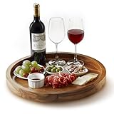 TIDITA 16" Acacia Wood Lazy Susan for Table Top - Wooden Turntable Serving Tray for Charcuterie Boards Cheese Board - Extra Large Black Round Lazy Susan Organizer - Kitchen Revolution for Cabinet