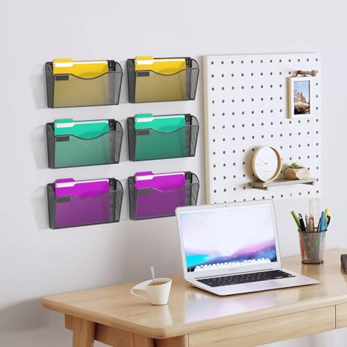 Samstar SS-00013 6 Pack Mesh Wall Mounted File Holder Metal Wall File Pocket Mail Organizer thumb #3