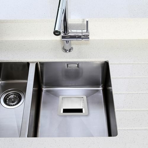 Image of STOBAZA 6.3 Inch Square Drop-in Trash Chute, 304 Stainless Steel Built-in Countertop Trash Can Grommet for Kitchen Waste Bin, Rustproof & Easy-Clean Insert for Seamless Cabinet Design