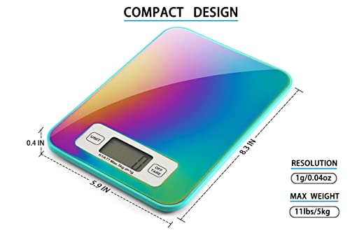 Kya37 Rainbow Titanium 12-Piece Stainless Steel Kitchen Knives Set With Sheath + Marco Almond Kya77 Titanium Coated Rainbow Digital Kitchen Scale #TOP7