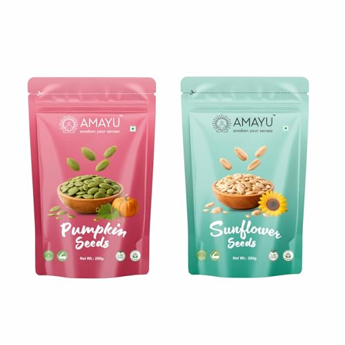 Image of AMAYU Healthy Seeds Combo Pack | Nutrient-Rich Superfoods for Daily Wellness | High in Fiber, Protein & Omega-3 | Premium Natural Seeds for Everyday Nutrition | 200g Each (Pumpkin & Sunflower seeds)