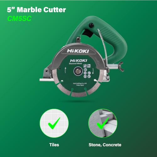 Image of HIKOKI CM5SCS9Z Marble Cutter | 1400W Copper Core Motor | 125mm Blade | 39mm Max Cutting Depth | 12000 RPM | Double Insulation | Hardened Steel Gears | Cold Circulation Cooling System