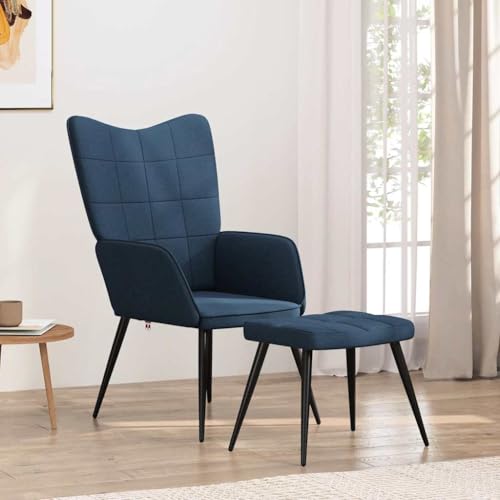 Genérico Sillón de Relax con reposapiés Tela Azul,Mobiliario,Sillas,Sillones-327956