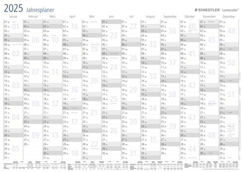 STAEDTLER Jahresplaner Lumocolor Set 2026, Wandkalender trocken abwischbar, Größe DIN A3, incl. Stift und selbstklebender Stift-Klemme, 641 YPA3DE