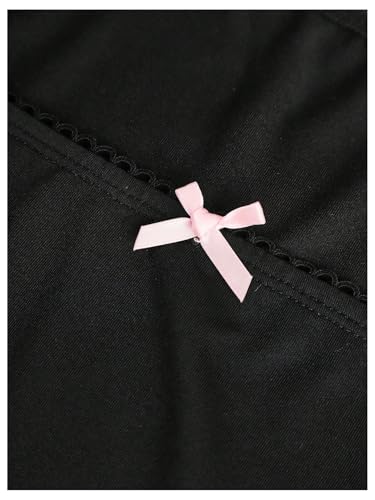 Girl's Bow Long Sleeve Shirt Lace Trim Square Neck Slim Fitted Cute Tee Tops4