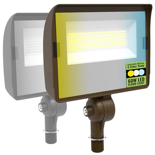 Select LED Flood Light with Photocell, 40/50/60W Wattage Selectable, 8000 Lumen, 3000K/4000K/5000K CCT, IP65 Waterproof, UL Certified Outdoor Security Light for Yard, Driveway (Knuckle Mount)