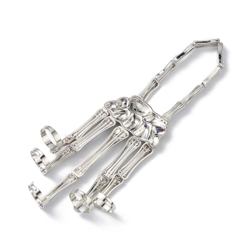 Image of Via Mazzini Alloy Punk Bikers Bones Style Long Full Fingers Ring With Bracelet For Men And Women (Ring0810) Free Size