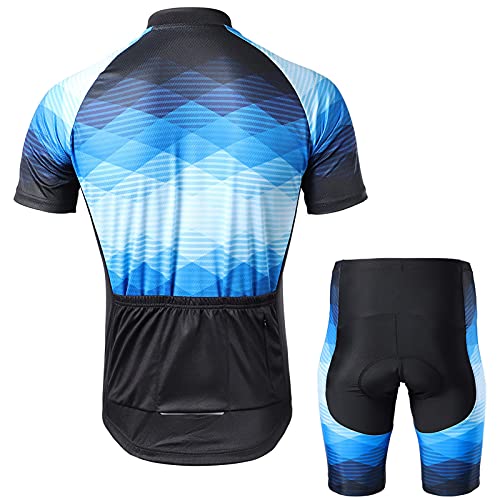 Acouto Maillot de Ciclismo para Hombre Camisa de Bicicleta de Manga Corta Transpirable y Pantalones Cortos Acolchados Traje de Ropa para Bicicleta Tejido Cómodo Que Absorbe la Humedad Tejido de (M)