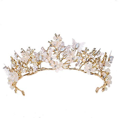 Meen Accesorios Nupciales del Pelo, Diadema de la Corona barroca Tocado de la Flor de Mariposa Accesorios de la Boda