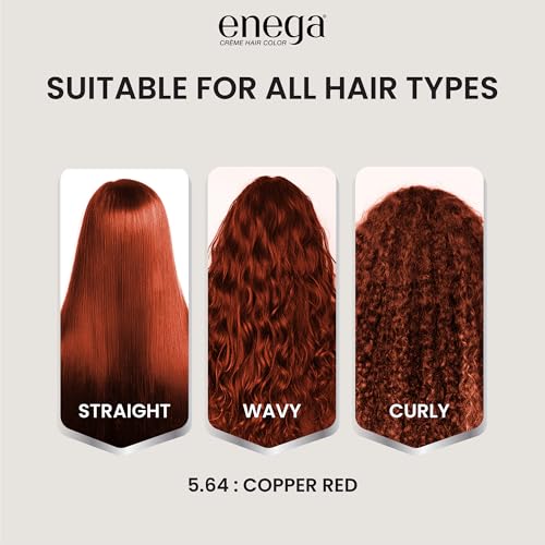Image of Enega No Ammonia Grey Coverage Long Lasting Creme Hair Color with Argan Oil & Green Tea Extract - Pack of 1(150 ML) (Copper Red)
